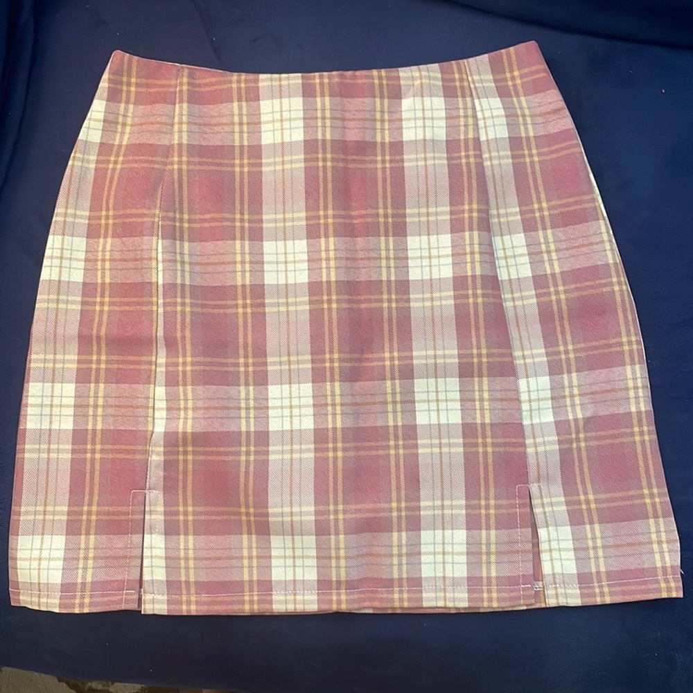 Pink Plaid SHEIN Pencil Skirt